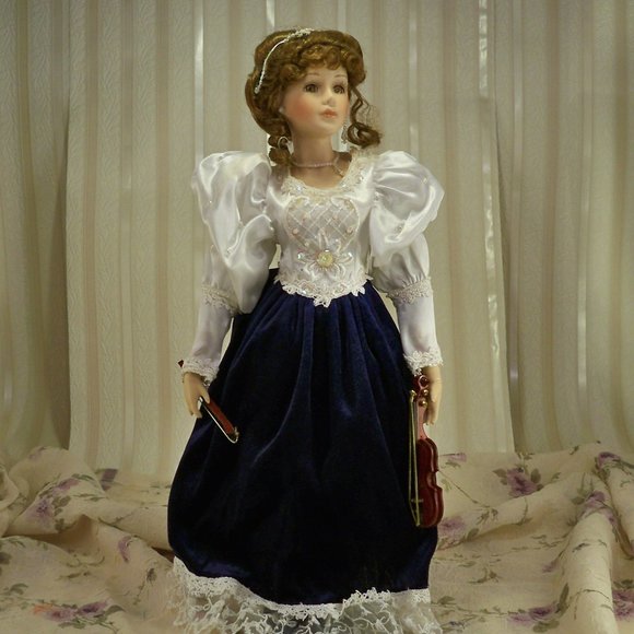 Concert Porcelain Doll 20" W/Stand - Picture 1 of 7